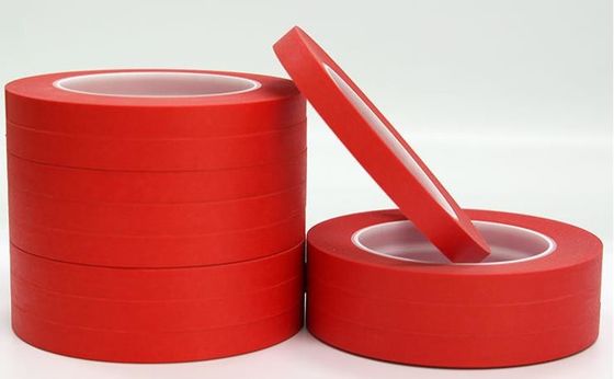China Hitzebeständiges Haftvermögen färbte selbsthaftendes Kreppband/roten Panzerklebeband fournisseur